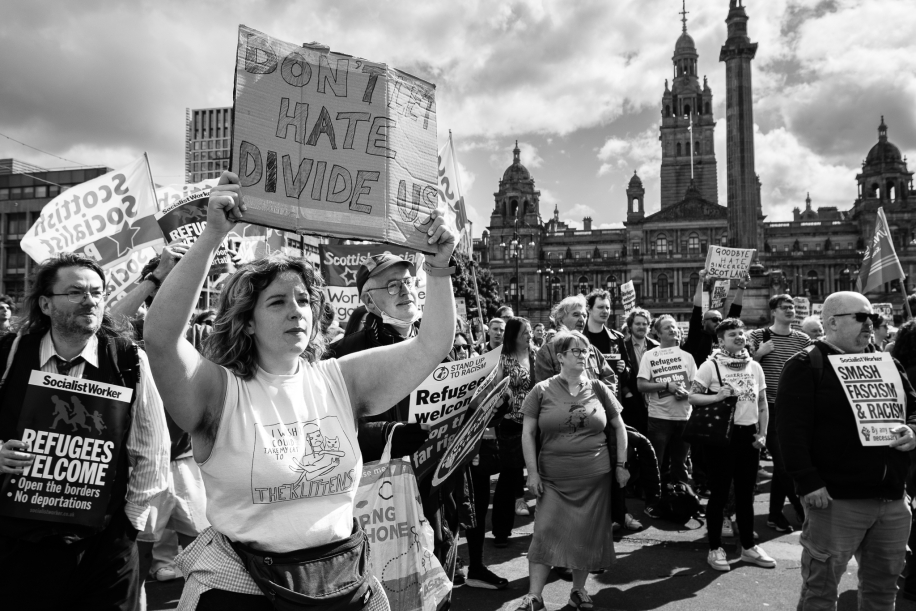 Anti-Fascist Demonstration In Glasgow